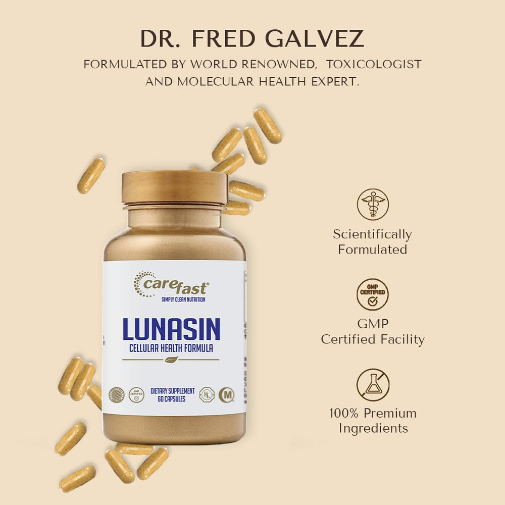 Carefast Lunasin vegan-formula jar, highlighting plant-based wellness.
