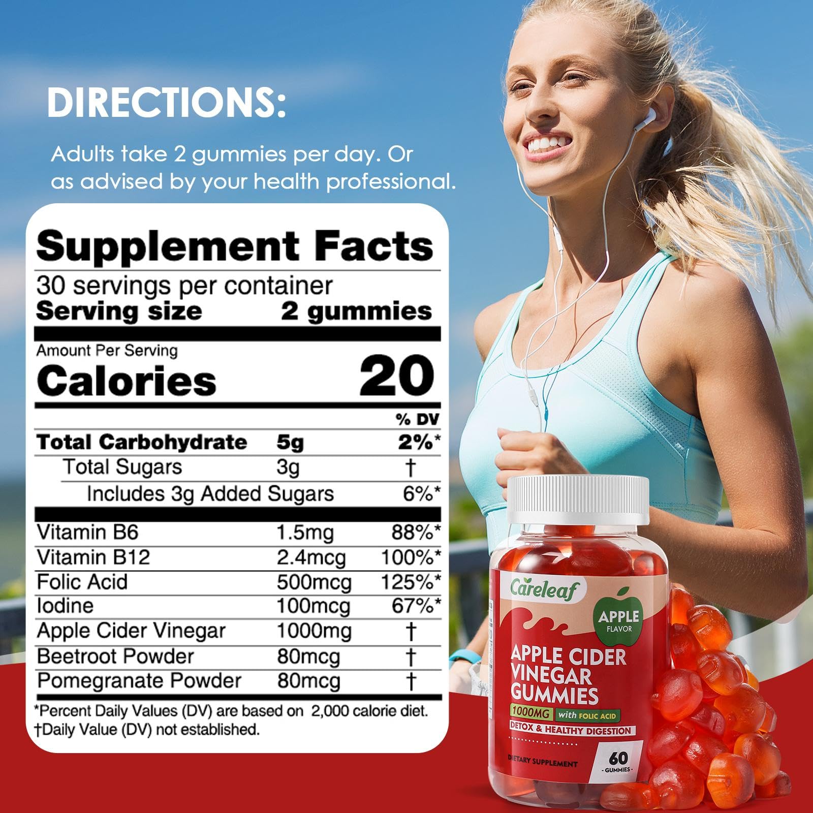 Gummies on a light background emphasizing natural apple flavor and texture