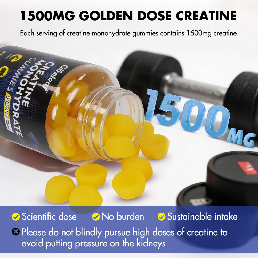 Ingredient label highlights 1500mg creatine per serving for strength support