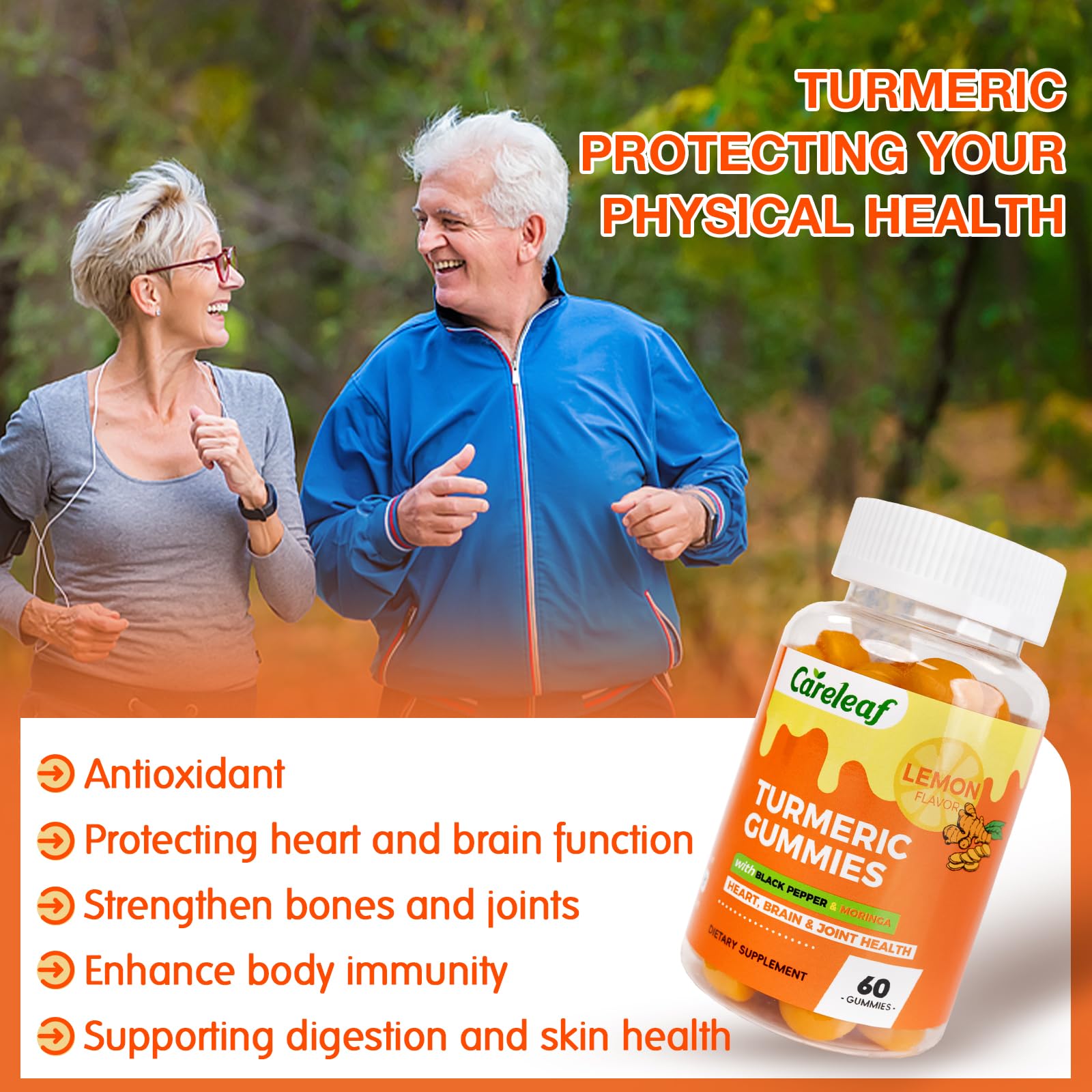 CareLeaf turmeric gummies lemon gummy texture closeup for easy chewing.