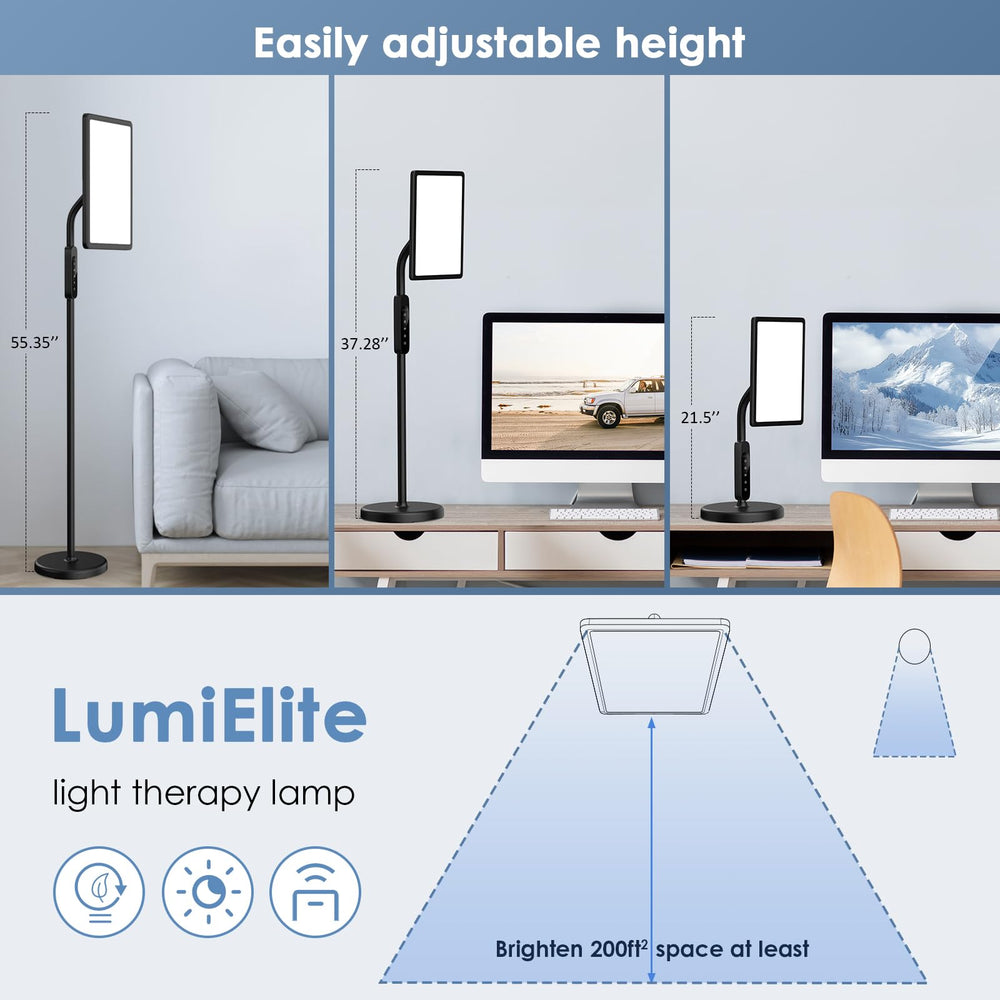 CAREMORR Light Therapy Lamp with remote control for easy operation.