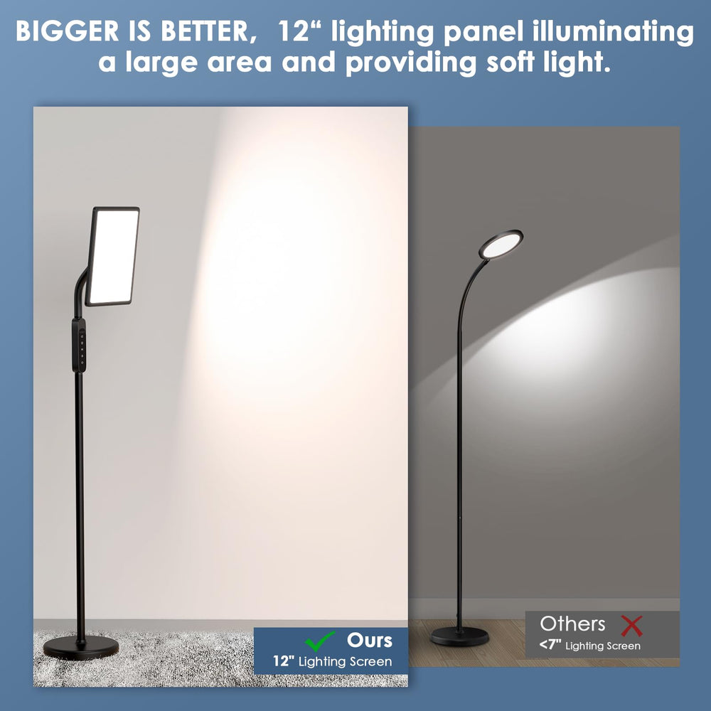 CAREMORR Retractable Floor Lamp height-adjustable design fits any room setup.