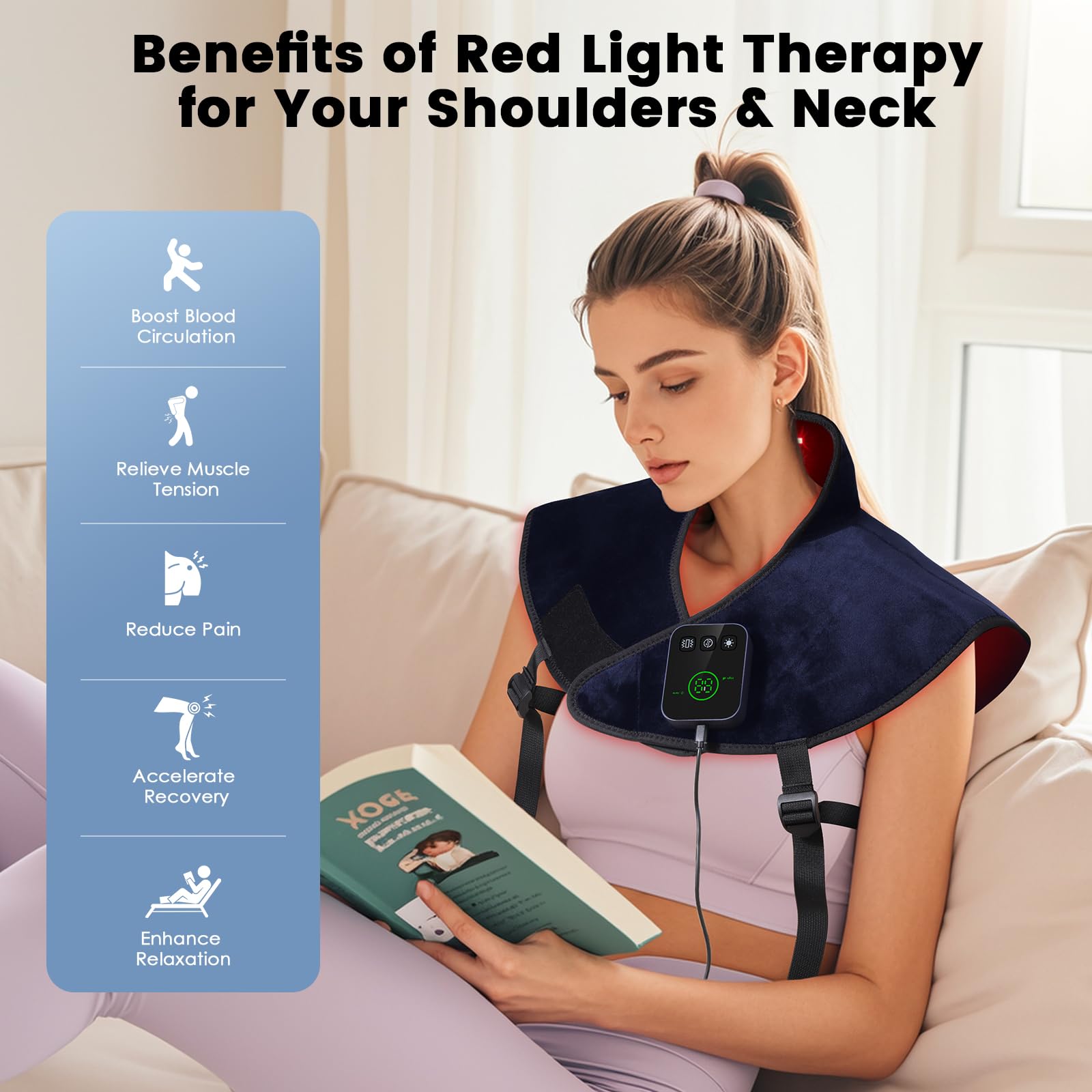 CareMORR built-in timer helps set sessions for focused relaxation.