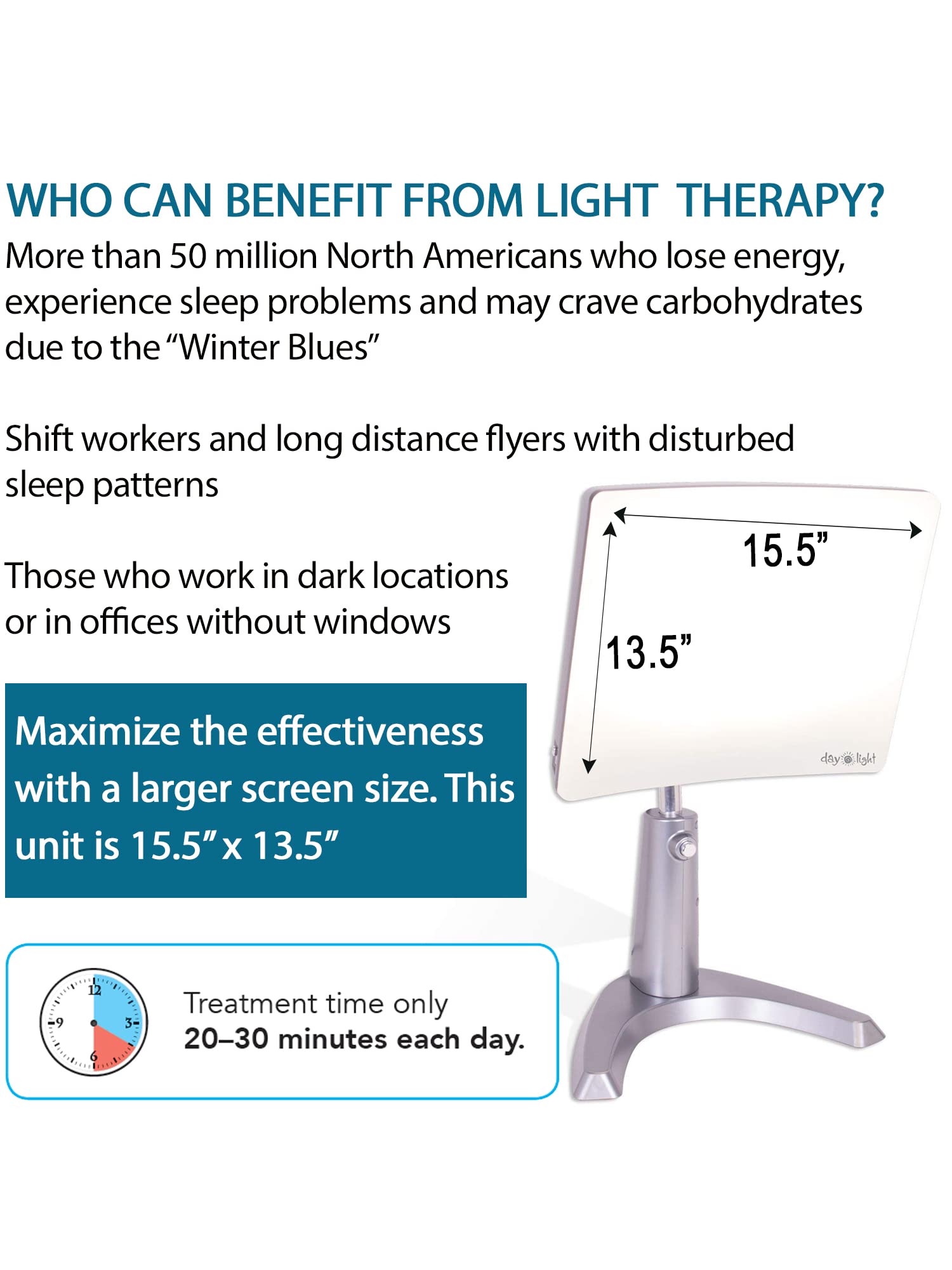 Carex Day-Light downward projection design minimizes glare while brightening the room.