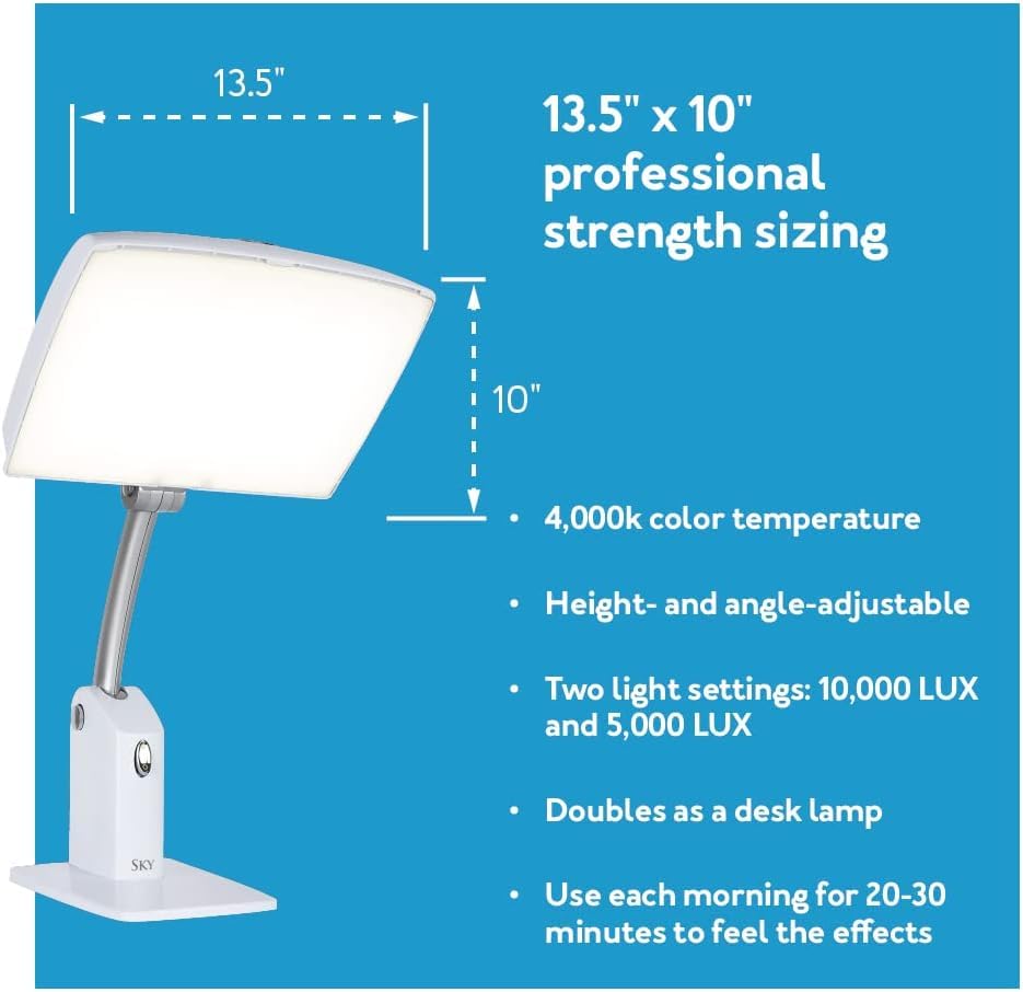 Carex Day-Light Sky dual brightness settings for tasks and therapy