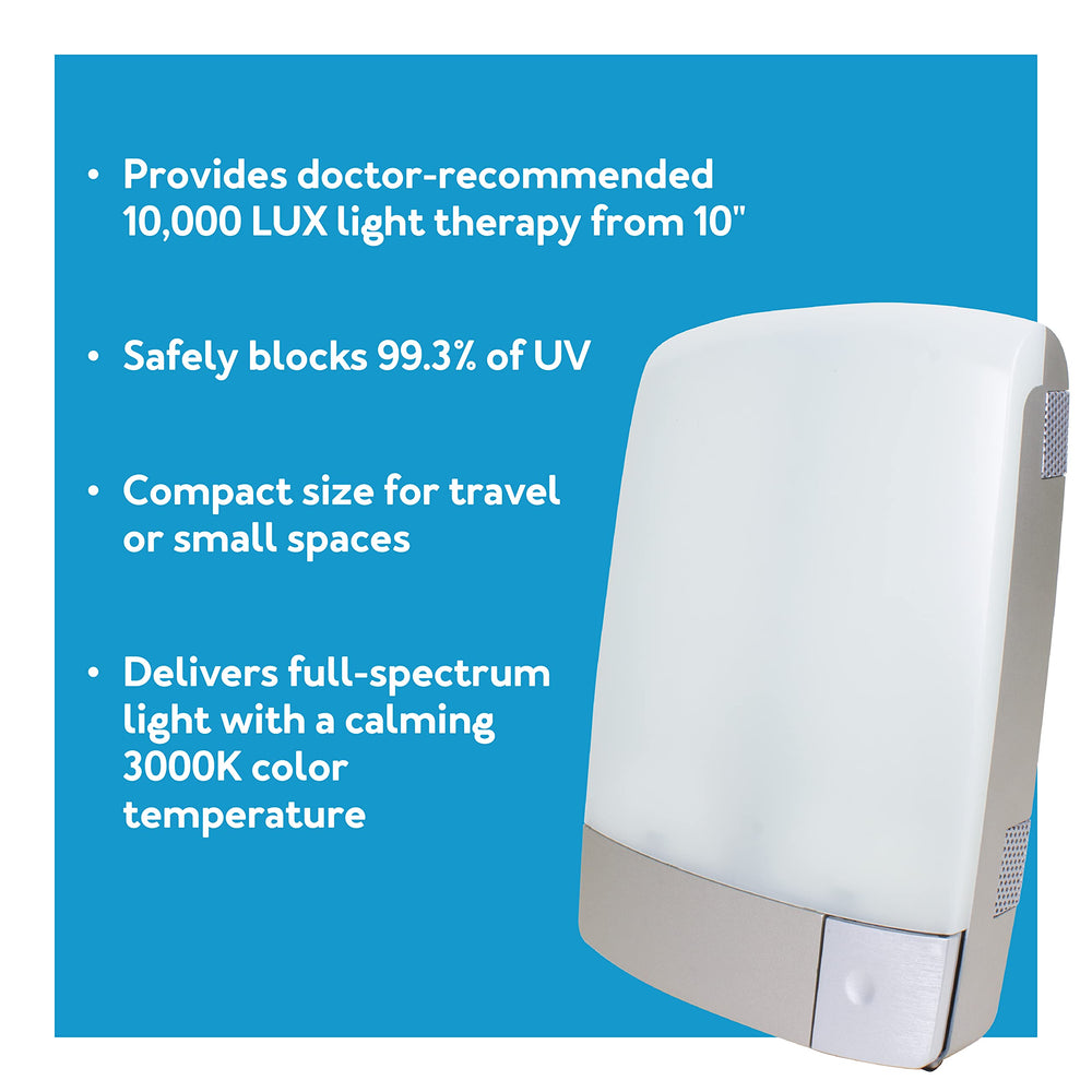 Carex Sunlite 10000 lux panel provides even illumination for tasks.