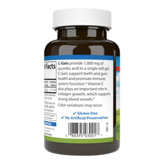 Carlson C-Gels 1000mg bottle pour shows convenient daily dosage.