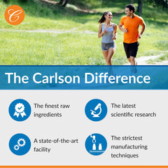Carlson Cal-600 label detail highlighting potency and quality