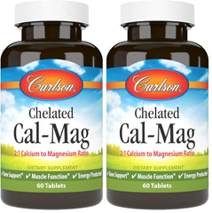 Carlson Cal-Mag bottle front shows 2:1 ratio for bone support