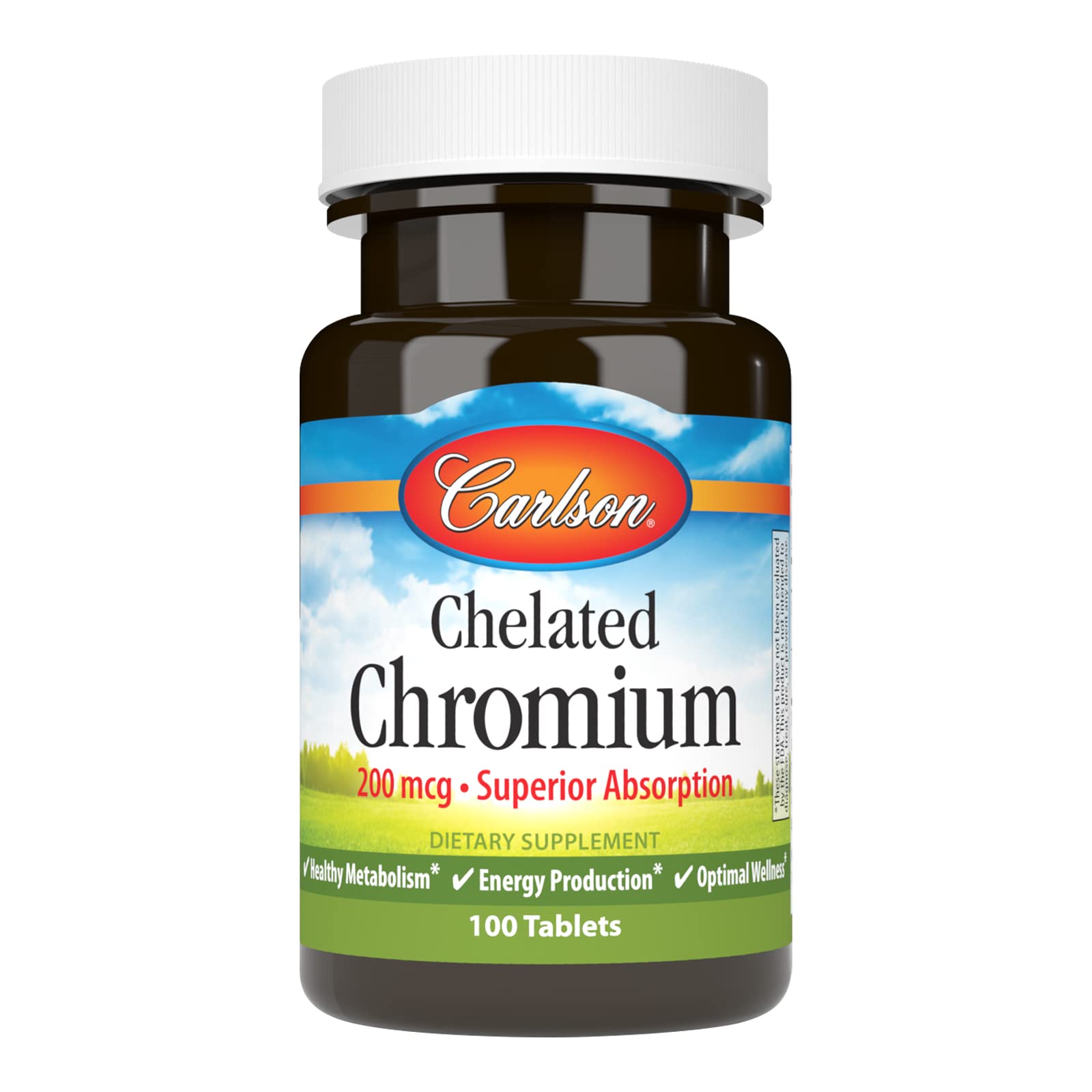 Carlson Chelated Chromium 200 mcg tablets for daily metabolism support