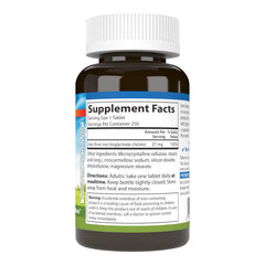 Carlson Chelated Iron 27mg bottle closeup highlighting easy-to-swallow tablets.