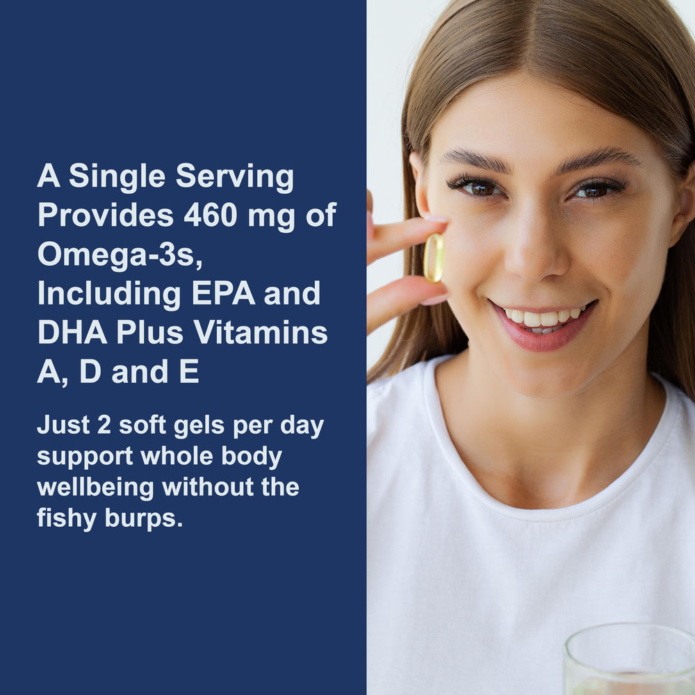 Carlson Cod Liver Oil omega-3 content per serving displayed on package