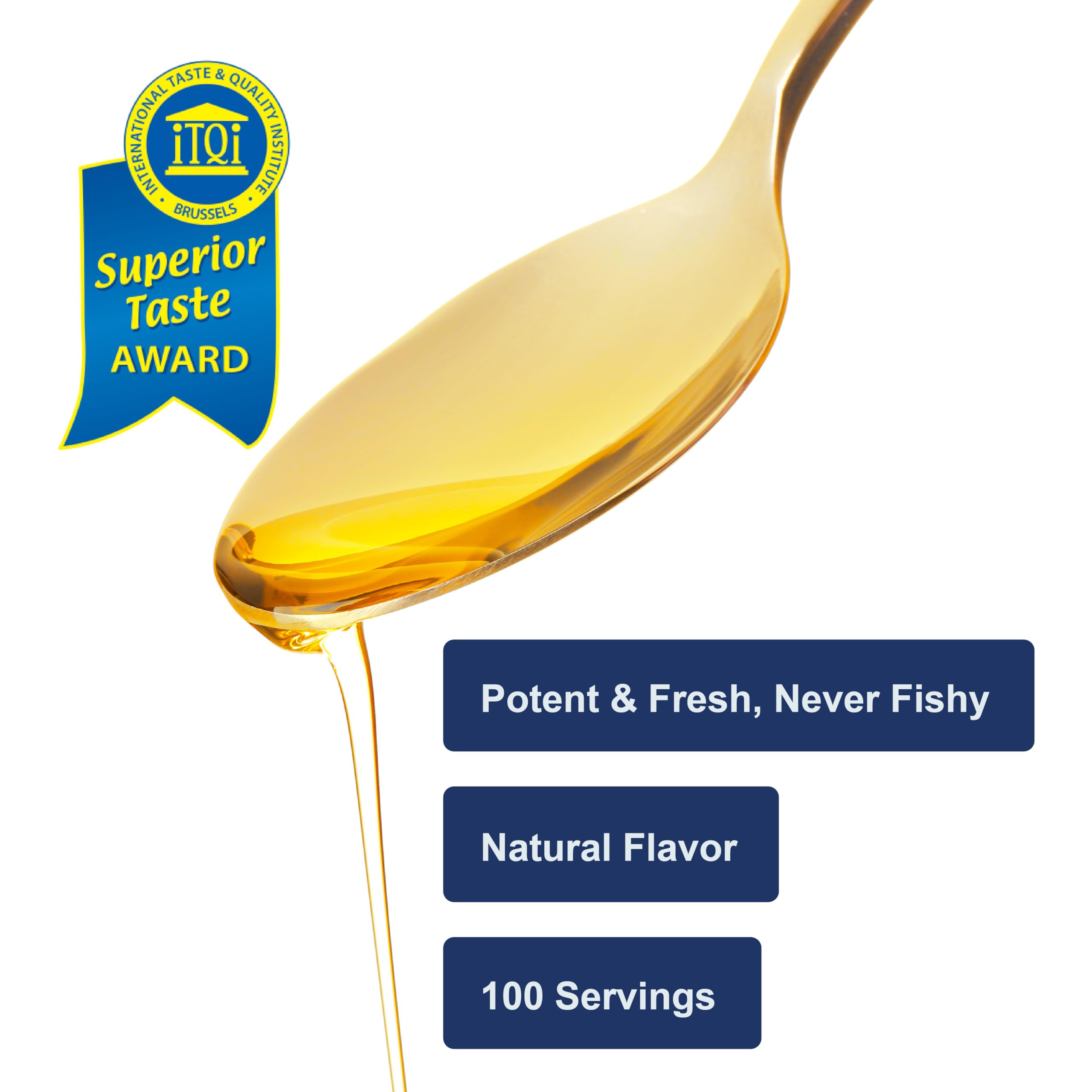 Carlson cod liver oil bottle pour blends into drinks smoothly.