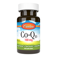 Carlson CoQ10 100 mg softgels bottle ready for daily energy support.