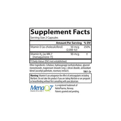 Carlson D3 + K2 bottle label view with dosage details.