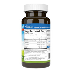 Carlson Digestive Enzymes bottle pour demonstrates convenient use for meals.