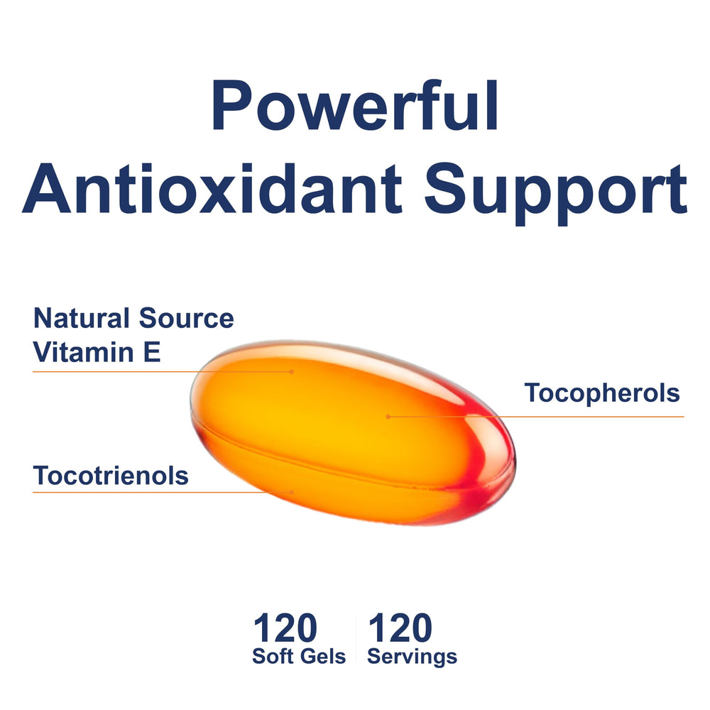 Carlson E-Gems Elite label close-up highlighting tocopherols and tocotrienols