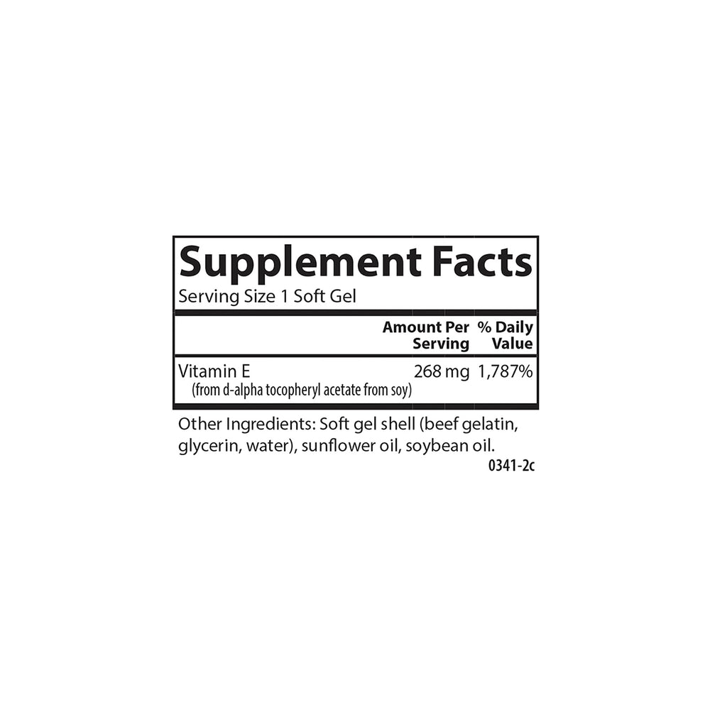 Carlson E-Gems nutrition facts label closeup for ingredient details
