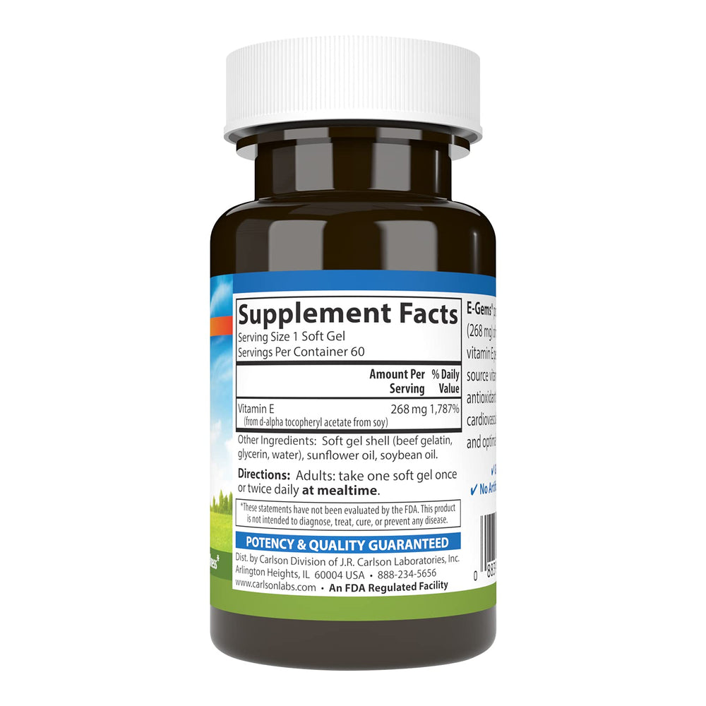 Carlson E-Gems vitamin E softgels closeup highlighting smooth texture