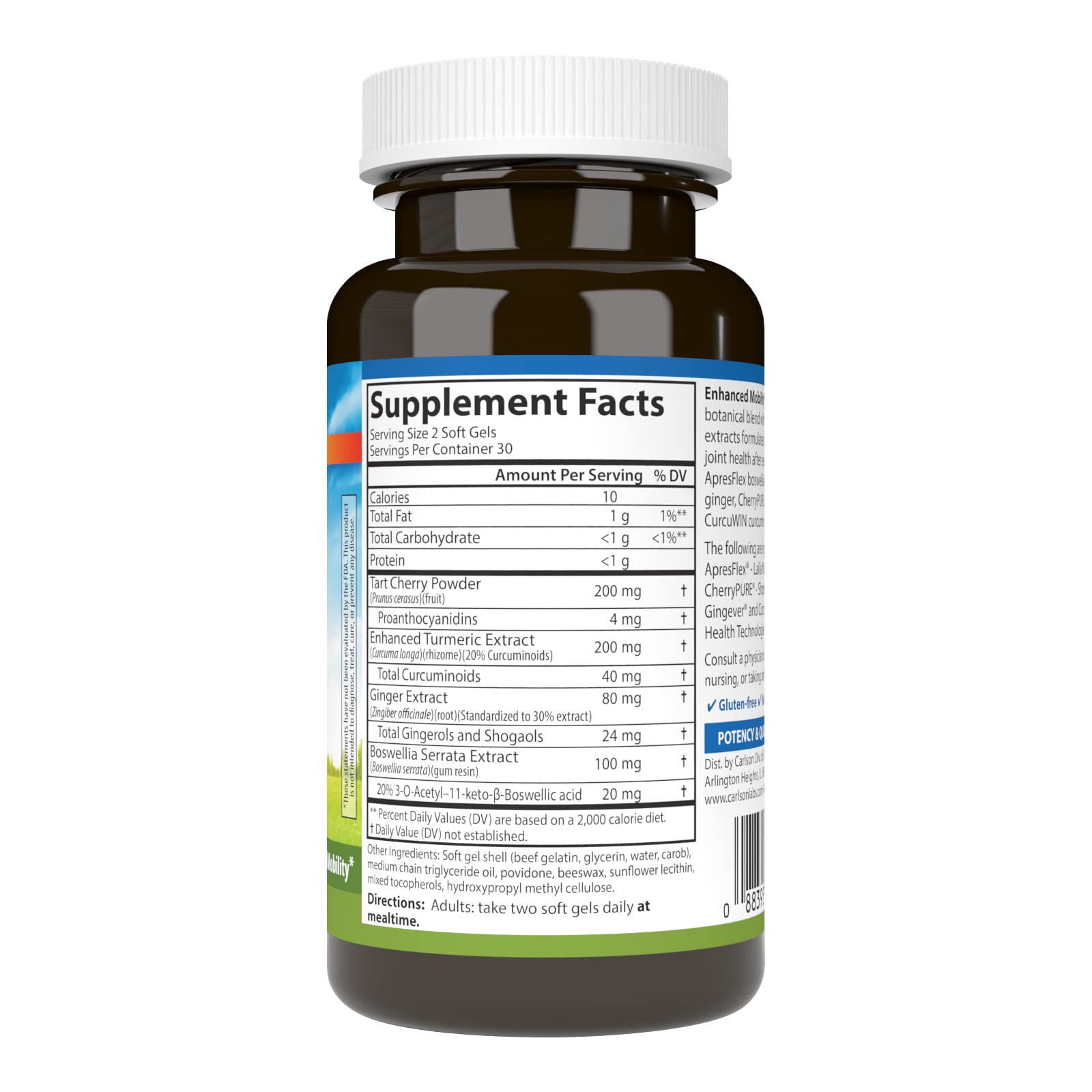 Carlson Enhanced Mobility capsules pour from the bottle for easy daily use.