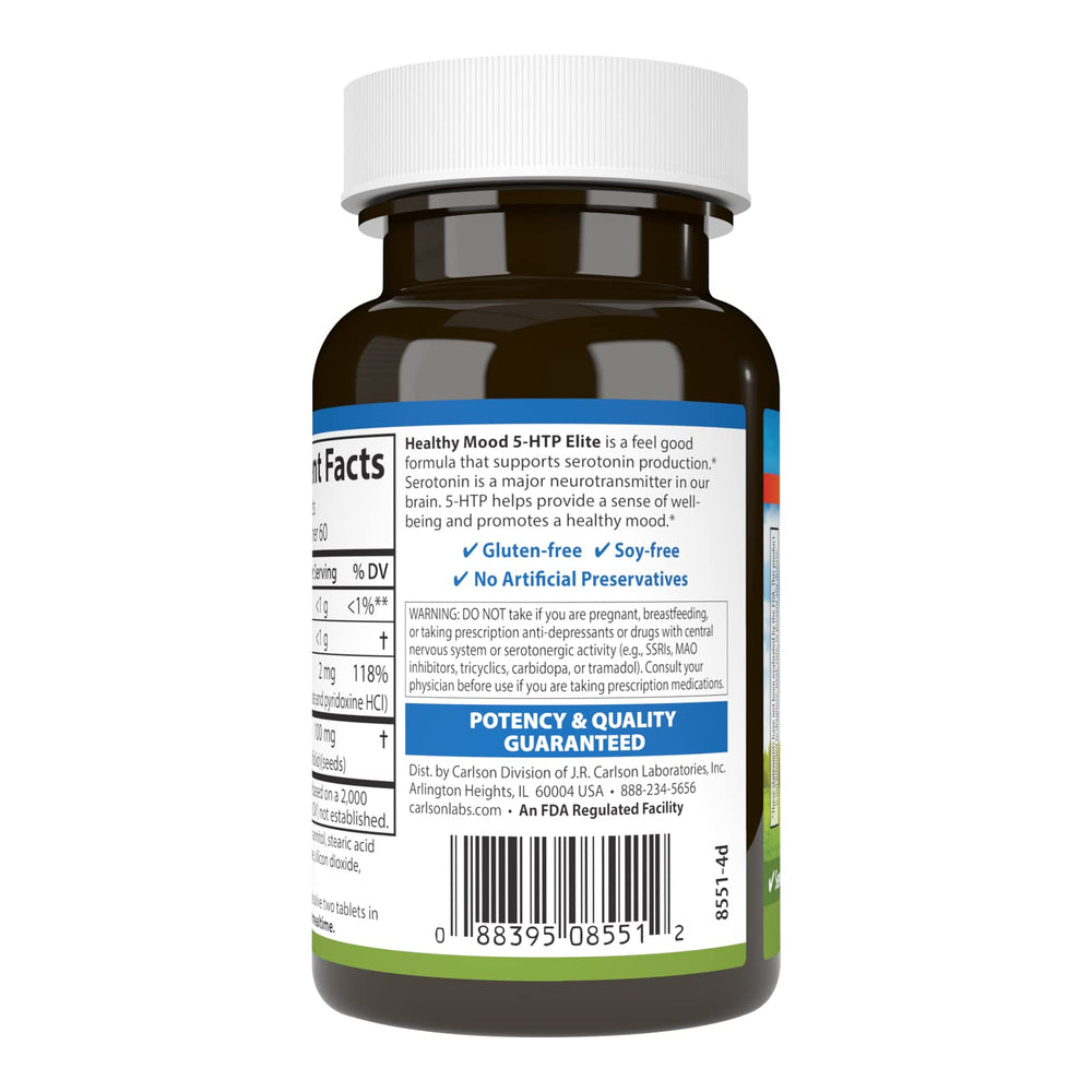Carlson Healthy Mood 5-HTP Elite raspberry-flavored chewables ready to enjoy