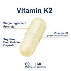 Carlson K2 MK-4 bottle closeup emphasizes easy-to-swallow capsule design.