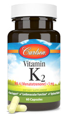Carlson K2 MK-4 bottle provides convenient bone and heart support.