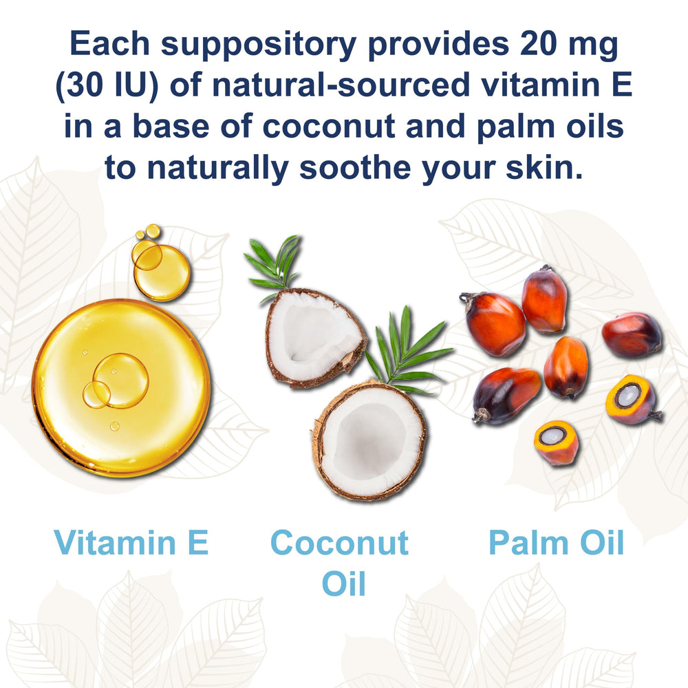 Carlson Key-E suppositories base with coconut and palm oils for smooth application.