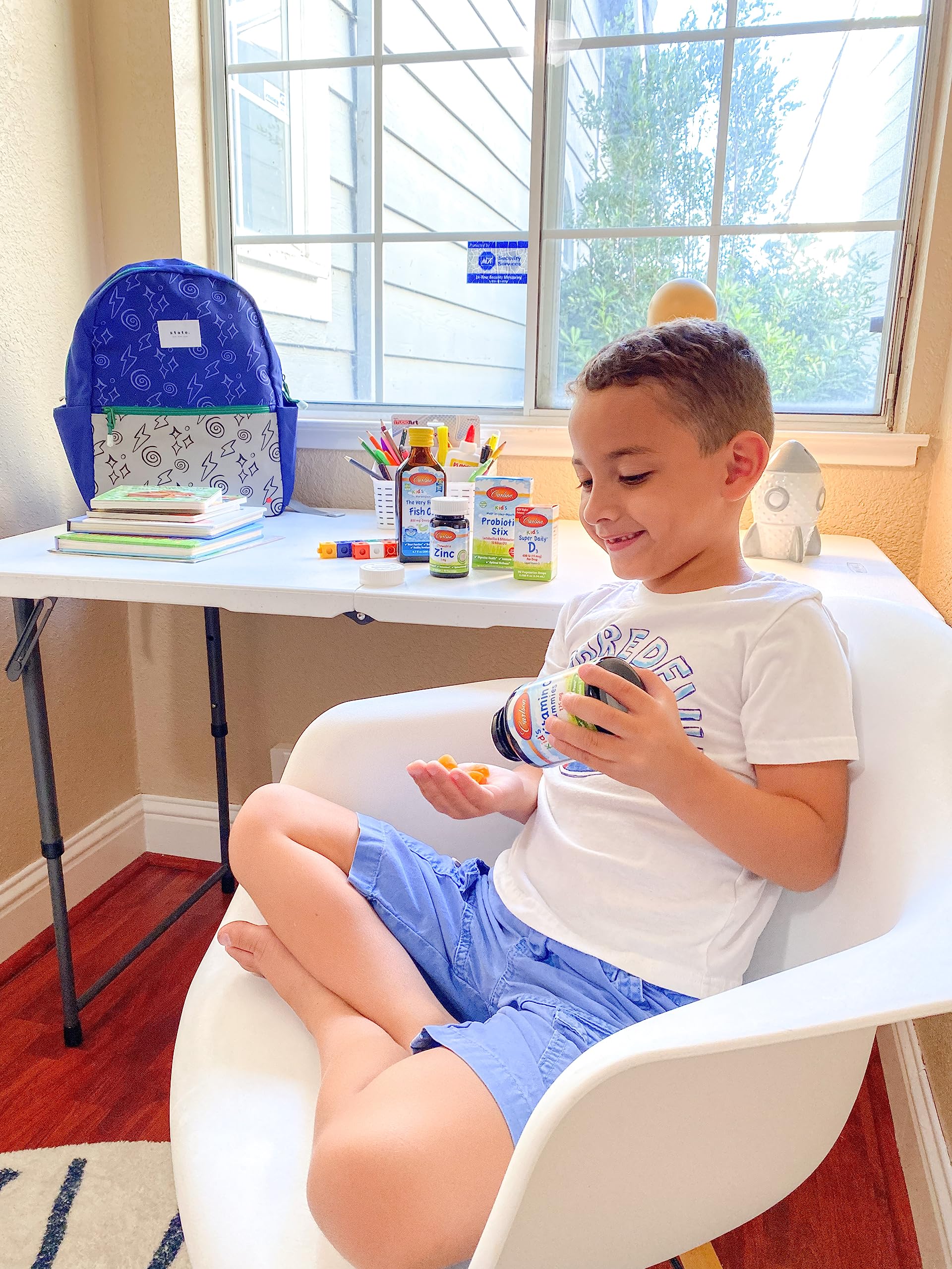 Carlson Kids Chewable Calcium vanilla bottle showcases 120 tablets.