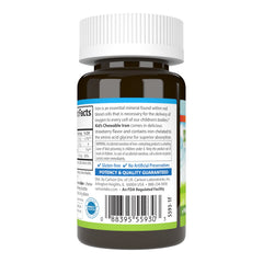 Carlson Kids Chewable Iron strawberry bottle—open view of 30 tablets.