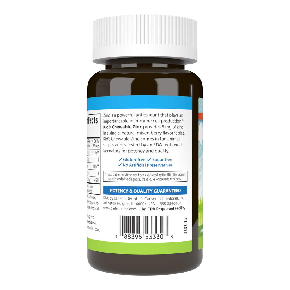 Carlson Kid's Chewable Zinc with berry flavor as part of a tasty morning routine.