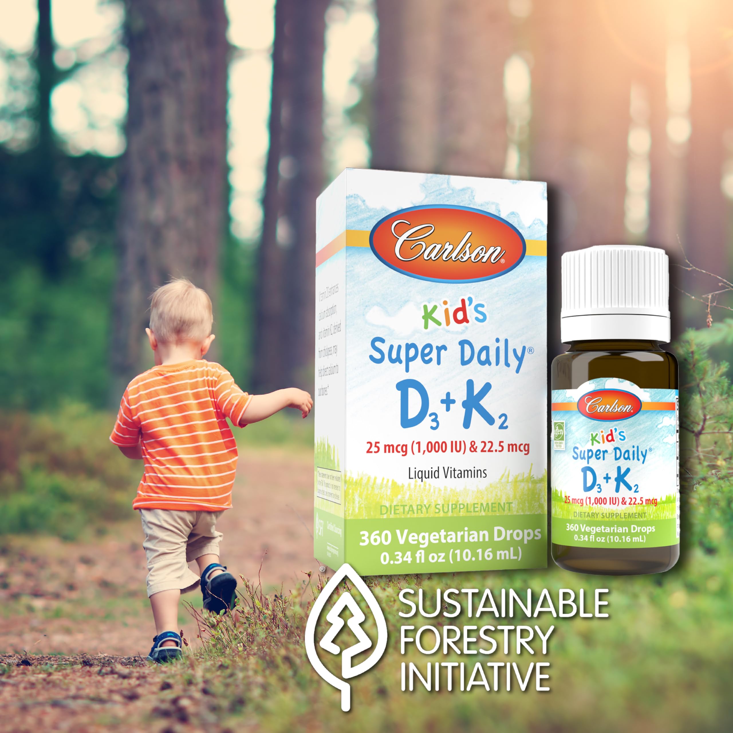 Carlson Kid's D3+K2 drops unflavored liquid for foods or drinks