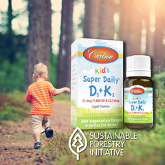 Carlson Kid's D3+K2 drops unflavored liquid for foods or drinks
