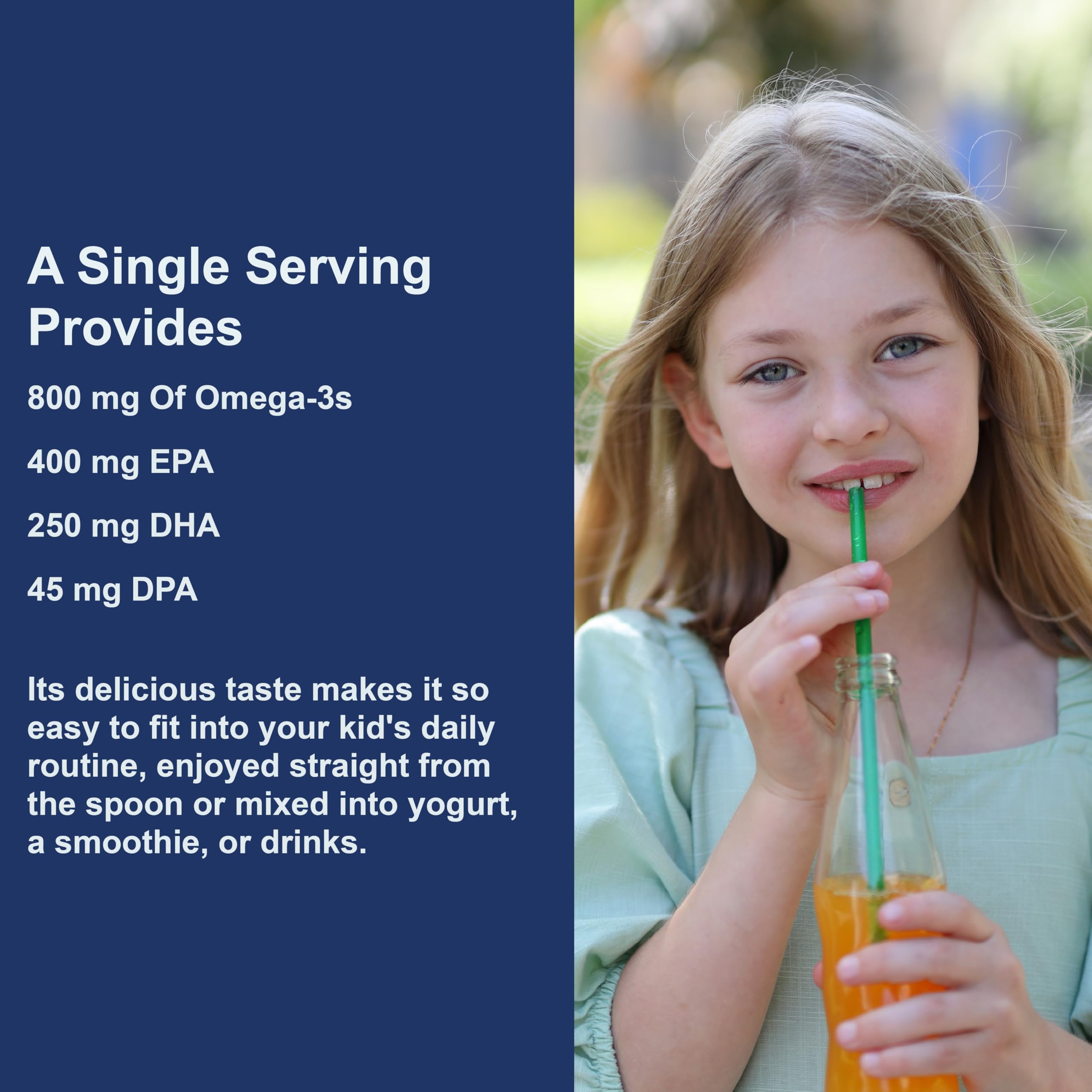 Carlson Kids Fish Oil dispensing bottle demonstrates easy pour for families.