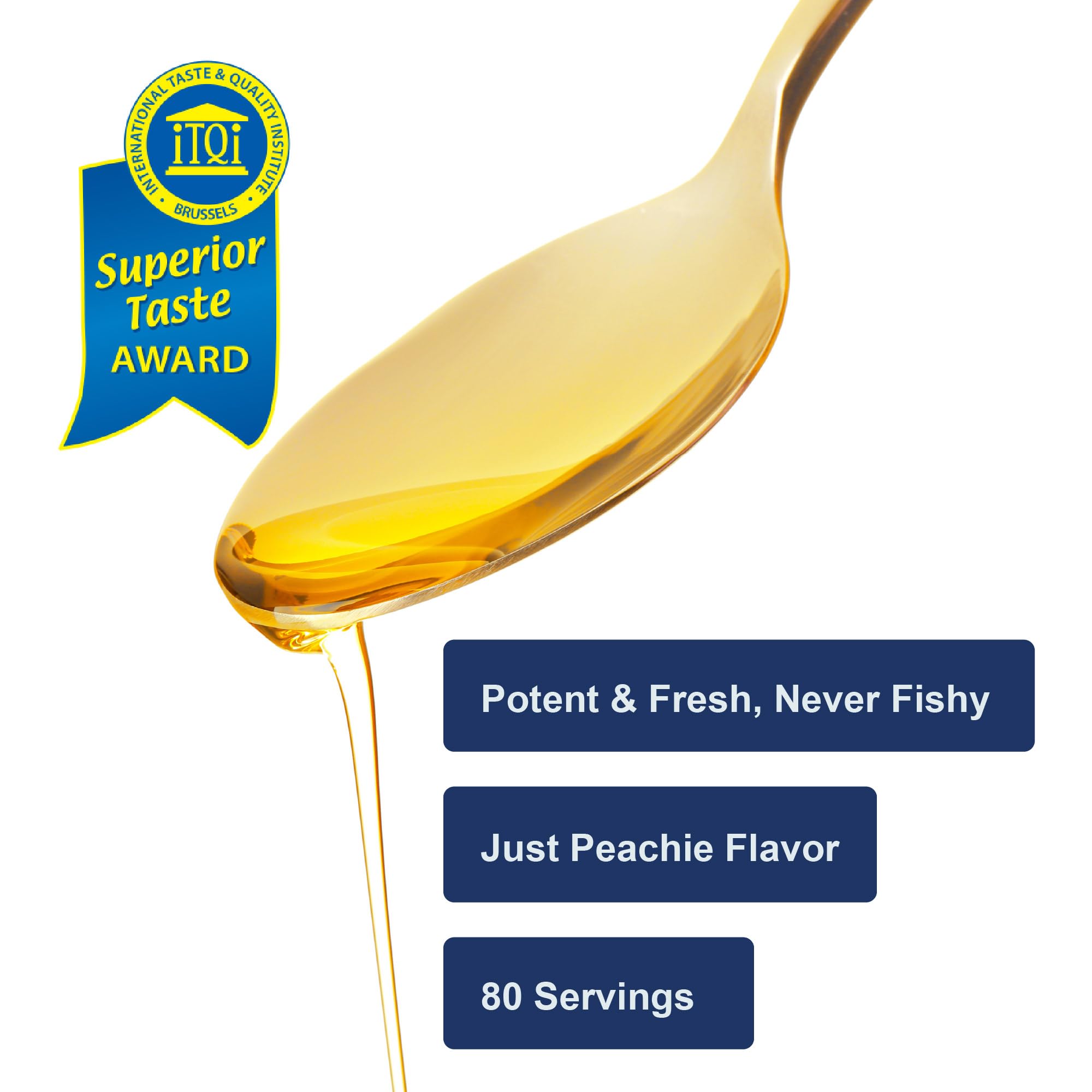 Carlson Kid's Just Peachie Fish Oil pour demonstrates smooth flow into a cup.