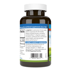 Carlson L-Arginine bottle label highlights 675 mg per capsule for reference.