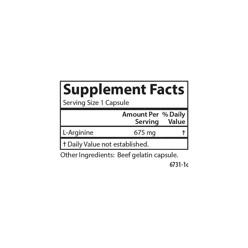 Carlson L-Arginine capsules inside bottle ready for daily use supporting circulation.