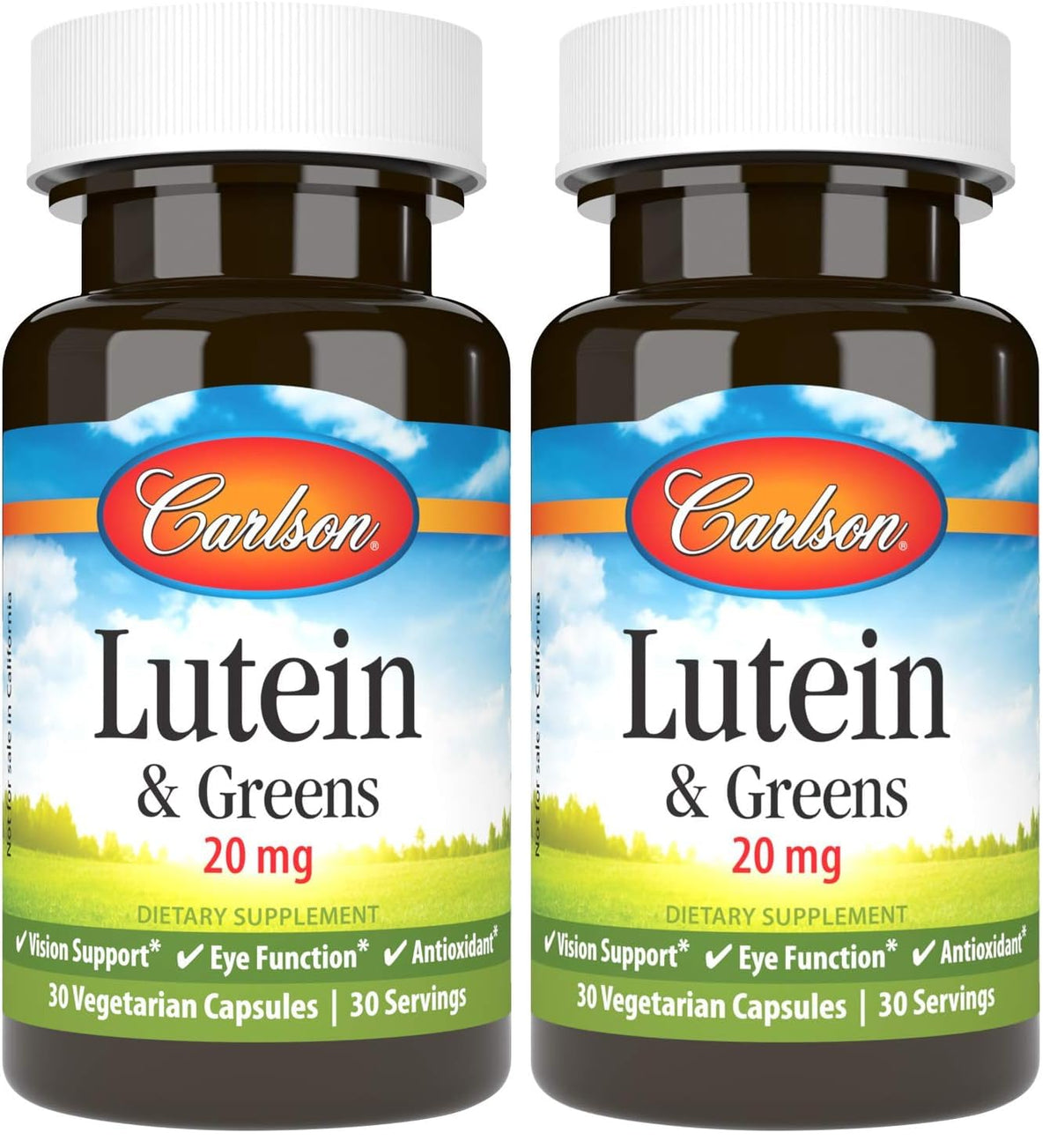 Carlson Lutein & Greens bottle for daily eye support routine.