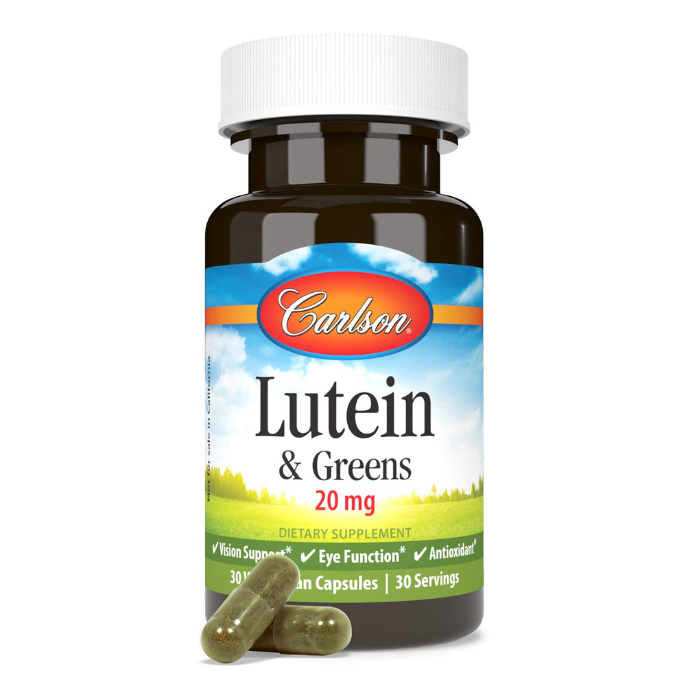 Ingredient panel highlighting lutein and zeaxanthin.