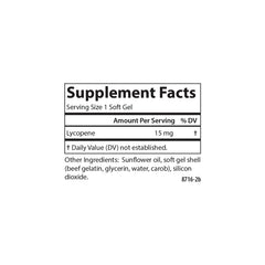 Carlson Lycopene 15 mg packaging box, highlighting product packaging and quality information
