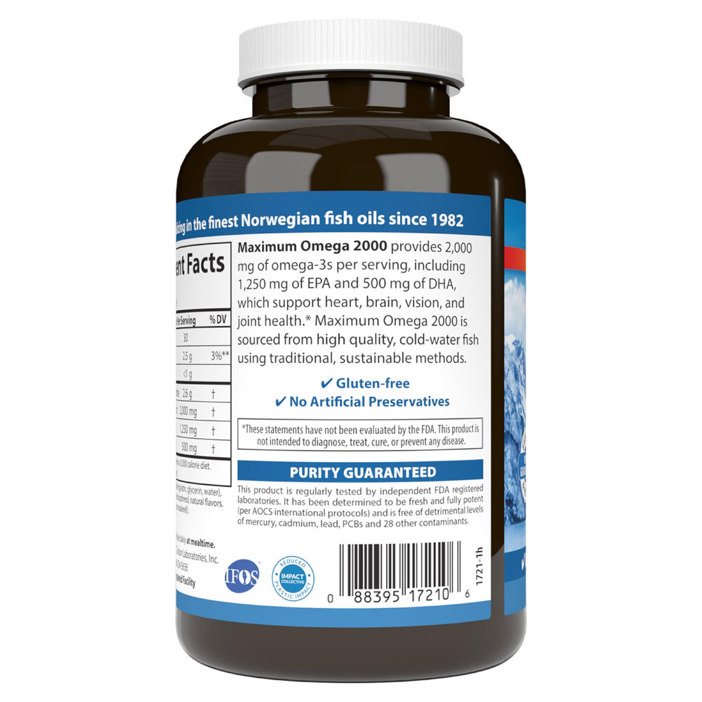 Carlson Maximum Omega 2000 freshness potency purity guarantee icon.