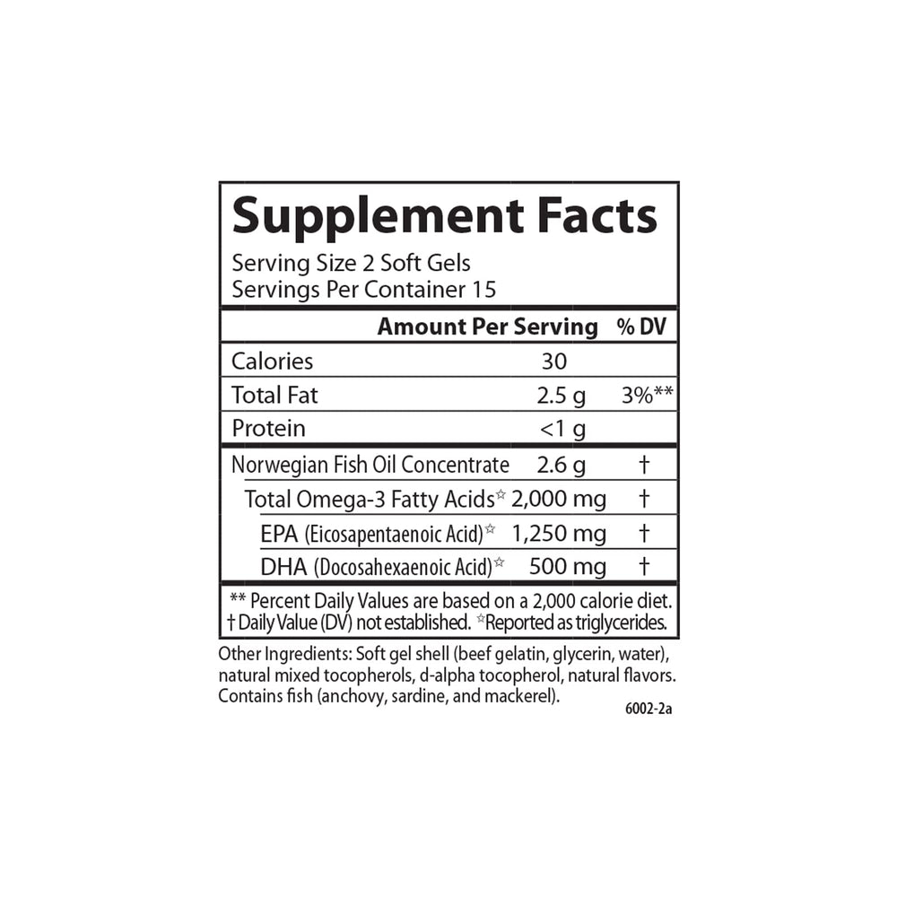 Carlson Maximum Omega 2000 lemon softgels; easy daily intake.