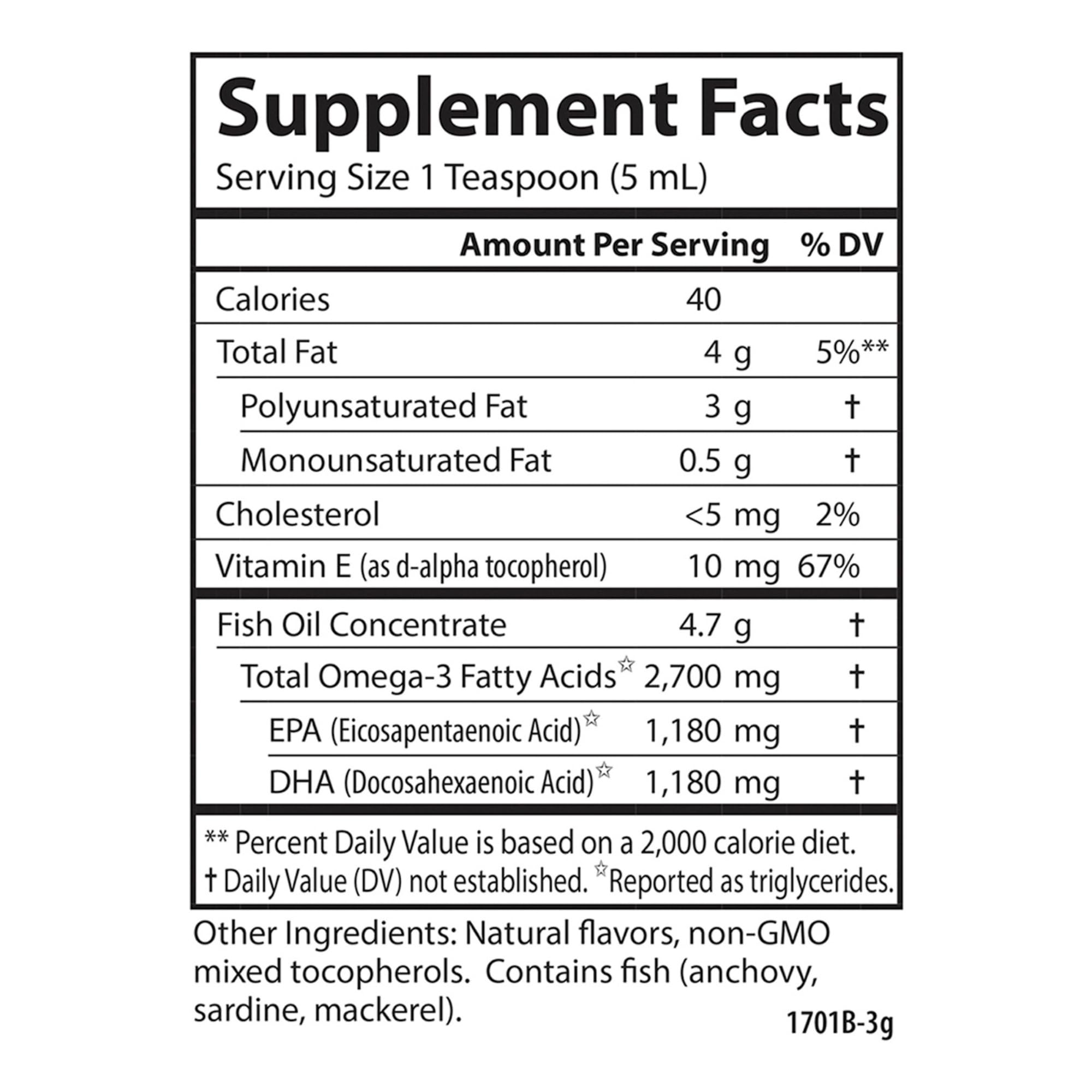 Carlson Med Omega Lemon-Lime ingredients panel noting wild-caught sourcing and omega-3 content