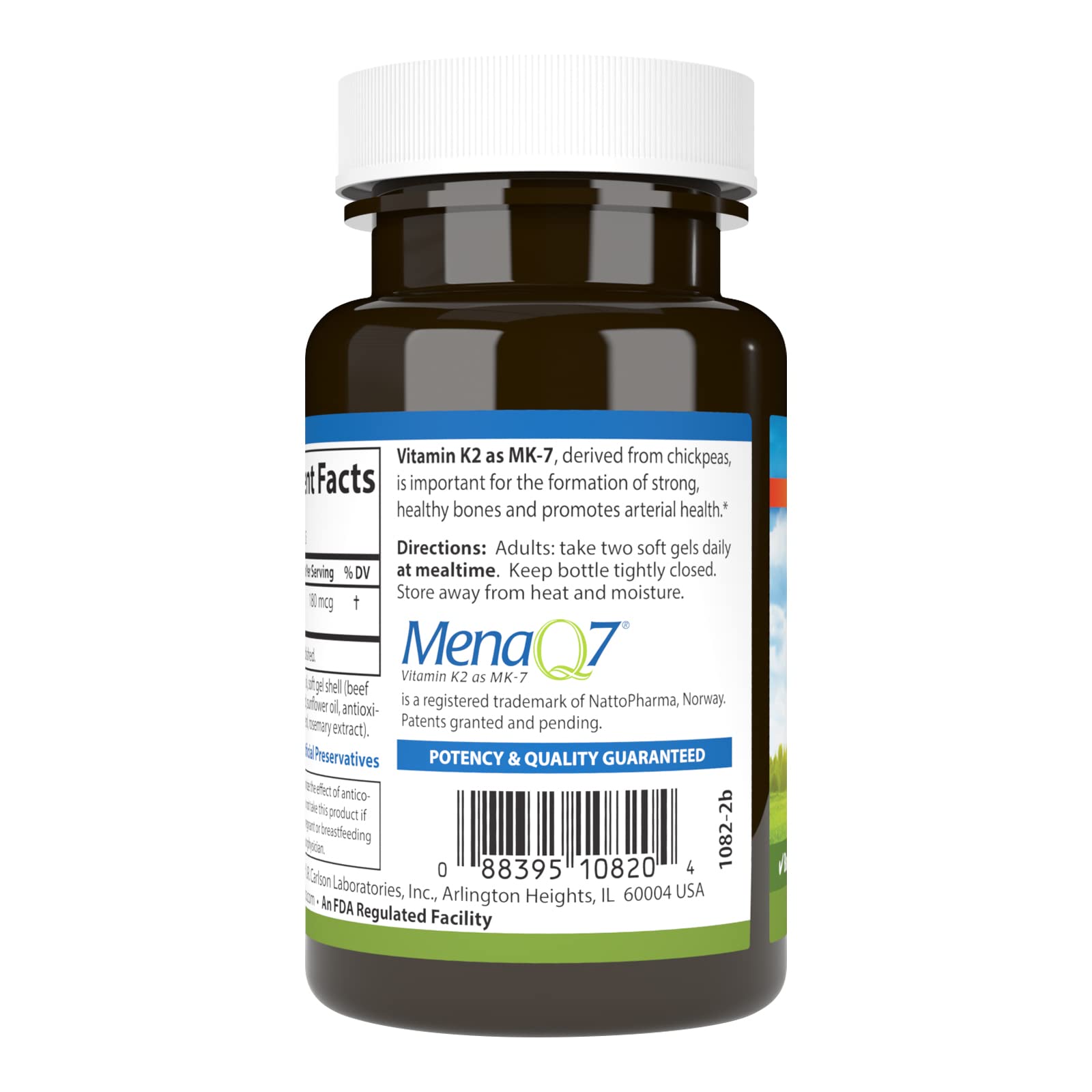 Carlson Vitamin K2 MK-7 with MenaQ7 for improved calcium bioavailability.