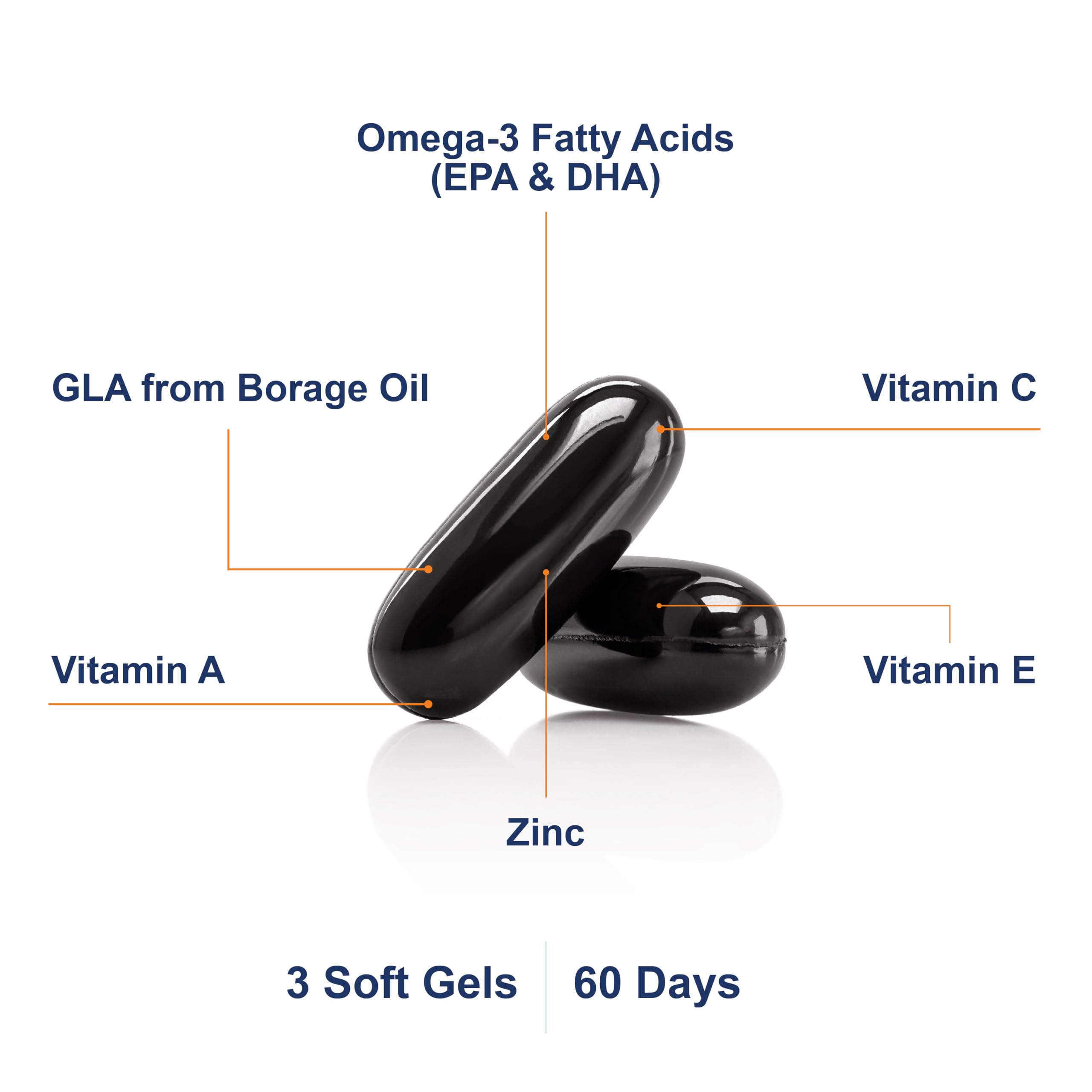 Carlson Moistur-eyes ingredients panel emphasizing EPA and DHA Omega 3s