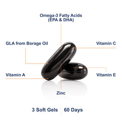 Carlson Moistur-eyes ingredients panel emphasizing EPA and DHA Omega 3s