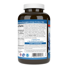 Carlson Mother's DHA label detail highlighting 500 mg per softgel