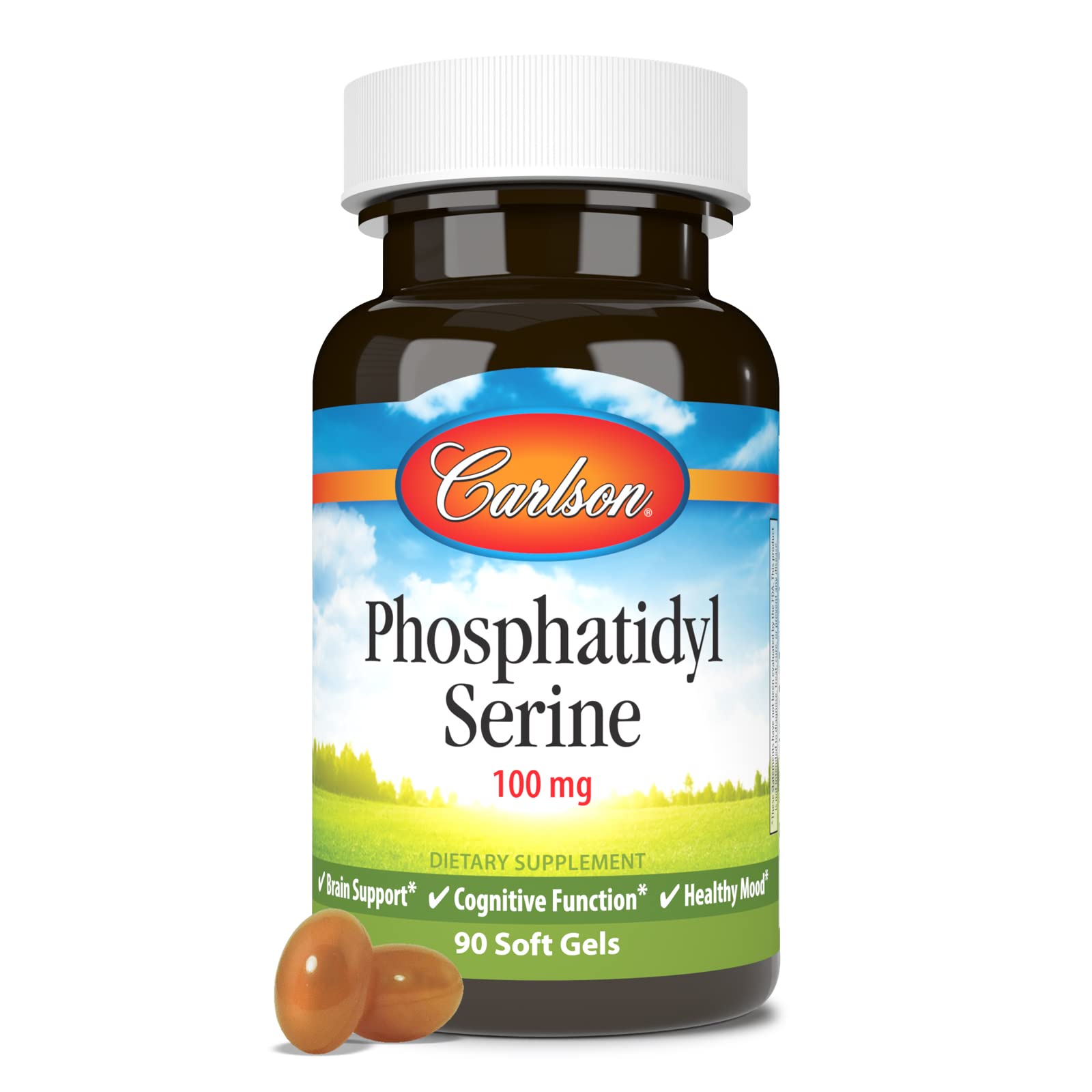 Carlson PS bottle in use during daily supplement routine