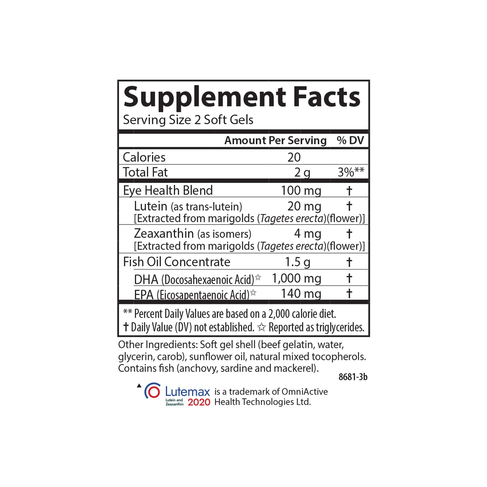 Carlson Right for The Macula DHA content graphic illustrates omega-3 support for eye function