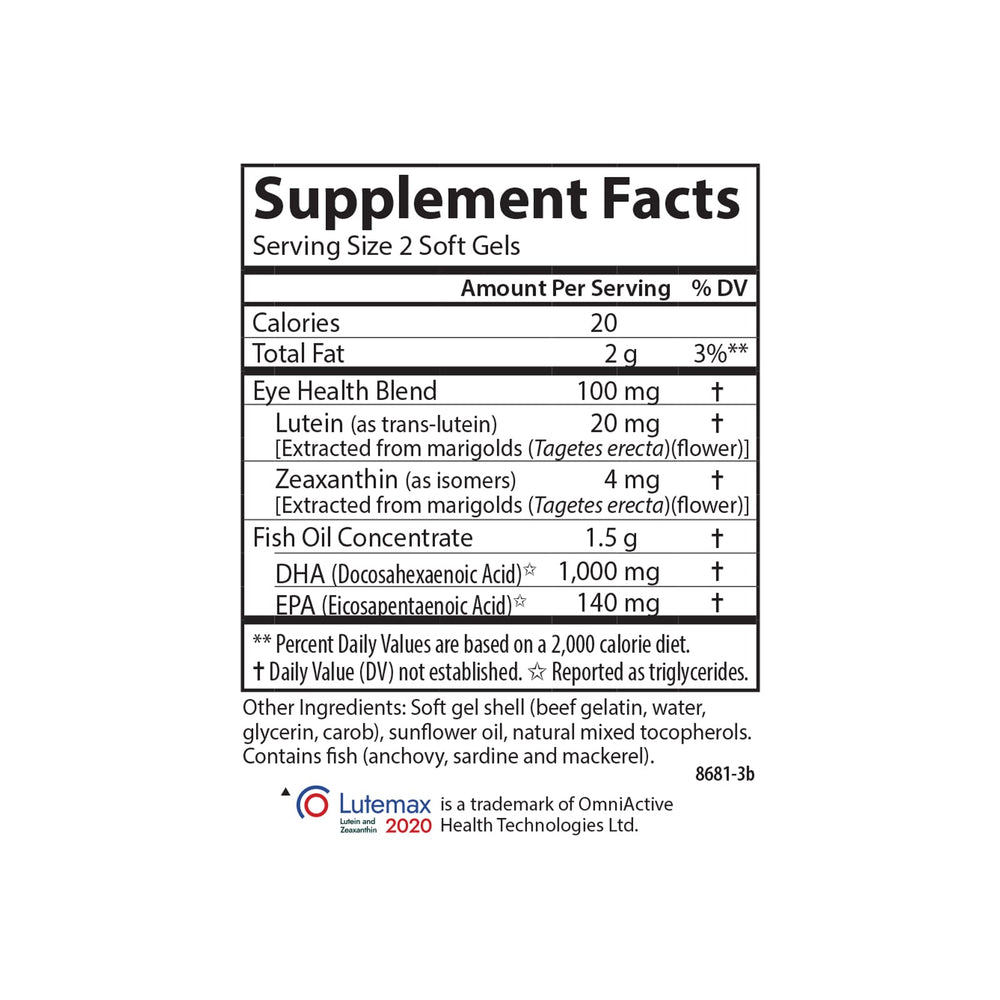Carlson Right for The Macula DHA content graphic illustrates omega-3 support for eye function